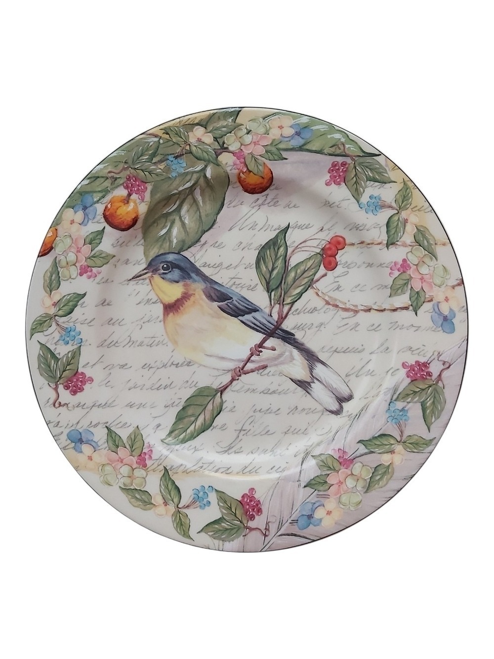 American Atelier Morning Song #5071 Bird 8.5" Porcelain Salad Plate - Bluebird